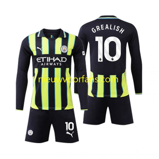Manchester City Kind Shirt met Bedrukking Jack Grealish 10 Uit 2024-2025 Lange Mouw