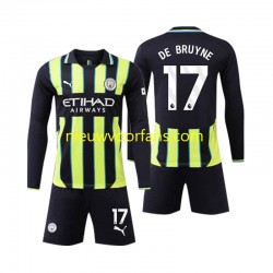 Manchester City Kind Shirt met Bedrukking Kevin De Bruyne 17 Uit 2024-2025 Lange Mouw