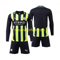 Manchester City Kind Shirt met Bedrukking Uit 2024-2025 Lange Mouw