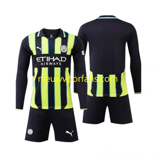 Manchester City Kind Shirt met Bedrukking Uit 2024-2025 Lange Mouw