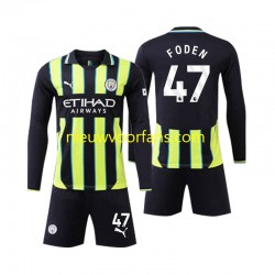 Manchester City Kind Shirt met Bedrukking Phil Foden 47 Uit 2024-2025 Lange Mouw