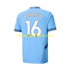Manchester City Heren Shirt met Bedrukking RODRIGO 16 Thuis 2024-2025 Korte Mouw