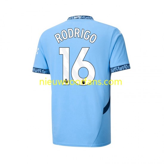 Manchester City Heren Shirt met Bedrukking RODRIGO 16 Thuis 2024-2025 Korte Mouw