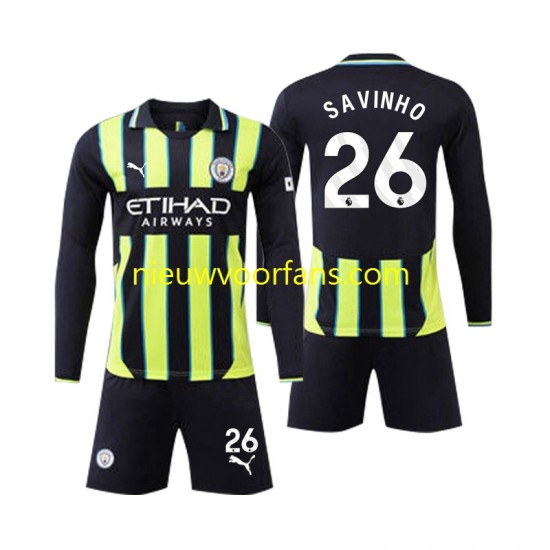 Manchester City Kind Shirt met Bedrukking Savinho 26 Uit 2024-2025 Lange Mouw