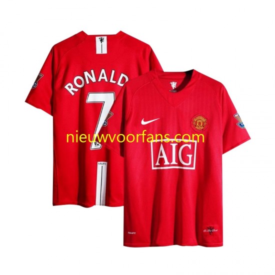 Manchester United Heren Shirt met Bedrukking Cristiano Ronaldo 7 Champion League 2007 Retro Thuis Korte Mouw