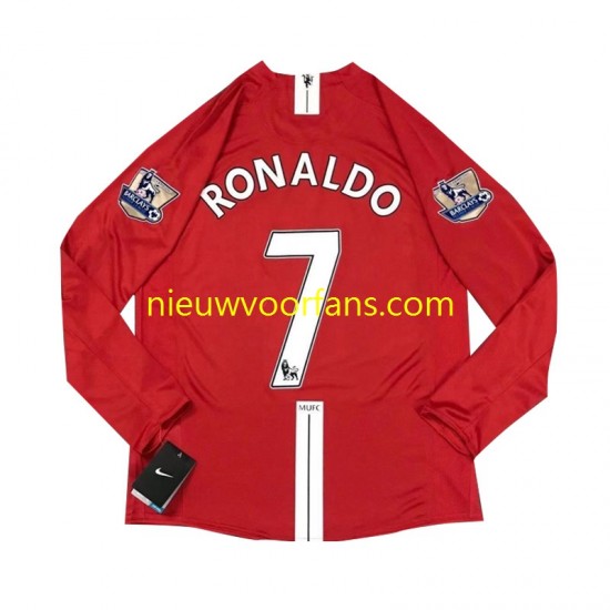Manchester United Heren Shirt met Bedrukking Cristiano Ronaldo 7 2007 Retro Thuis Lange Mouw
