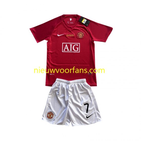 Manchester United Kind Shirt met Bedrukking Cristiano Ronaldo 7 Champion League 2007 Retro Thuis Korte Mouw