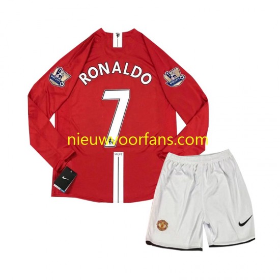 Manchester United Kind Shirt met Bedrukking Cristiano Ronaldo 7 2007 Retro Thuis Lange Mouw