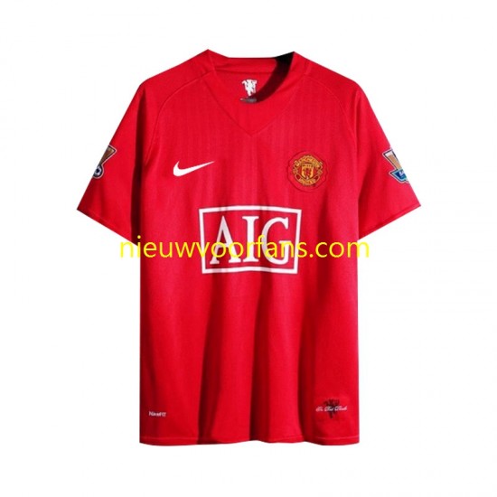 Manchester United Heren Shirt met Bedrukking 2007 Retro Thuis Lange Mouw