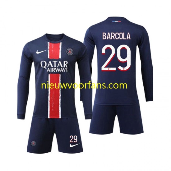 Paris Saint-Germain Kind Shirt met Bedrukking Bradley Barcola 29 Thuis 2024-2025 Lange Mouw
