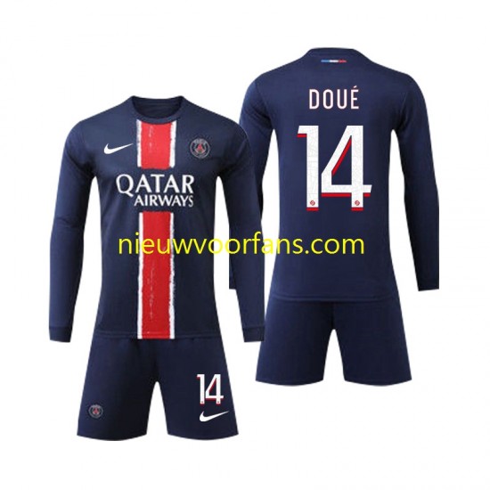 Paris Saint-Germain Kind Shirt met Bedrukking D Doue 14 Thuis 2024-2025 Lange Mouw