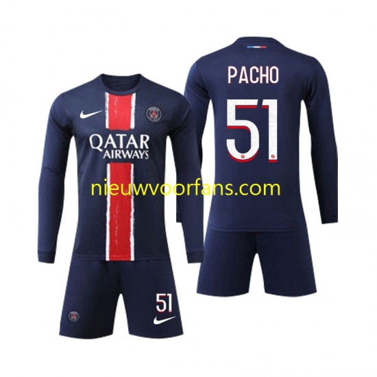 Paris Saint-Germain Kind Shirt met Bedrukking Pacho 51 Thuis 2024-2025 Lange Mouw