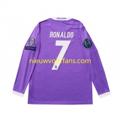 Real Madrid Heren Shirt met Bedrukking Cristiano Ronaldo 7 2016 Retro Uit Lange Mouw