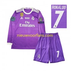 Real Madrid Kind Shirt met Bedrukking Cristiano Ronaldo 7 2016 Retro Uit Lange Mouw