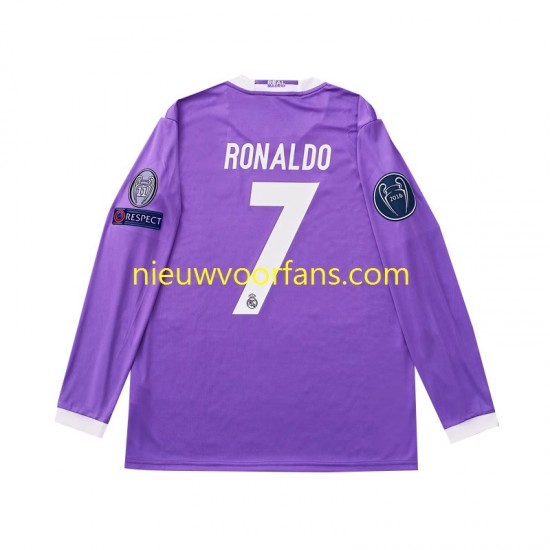 Real Madrid Kind Shirt met Bedrukking Cristiano Ronaldo 7 2016 Retro Uit Lange Mouw