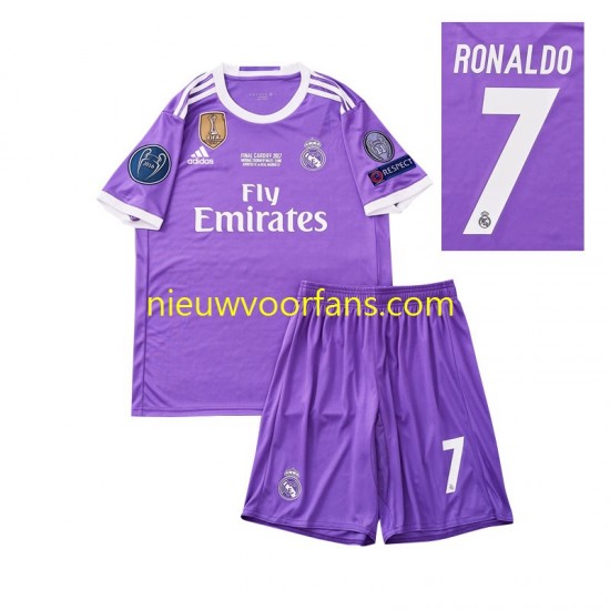 Real Madrid Kind Shirt met Bedrukking Cristiano Ronaldo 7 2016 Retro Uit Korte Mouw
