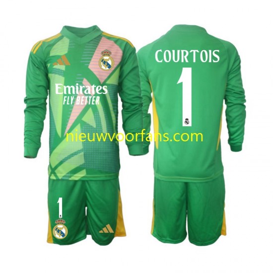 Real Madrid Kind Shirt met Bedrukking Doelman Thibaut Courtois 1 Derde 2024-2025 Lange Mouw
