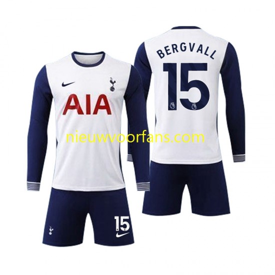 Kind Shirt met Bedrukking Tottenham Spurs Bergvall 15 Thuis 2024-2025 Lange Mouw