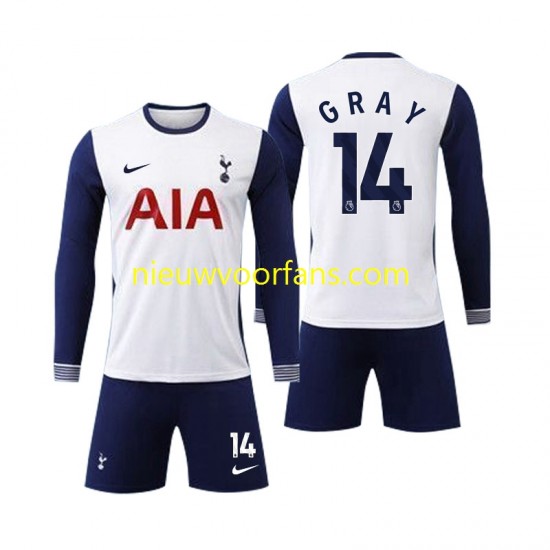 Kind Shirt met Bedrukking Tottenham Spurs Gray 14 Thuis 2024-2025 Lange Mouw
