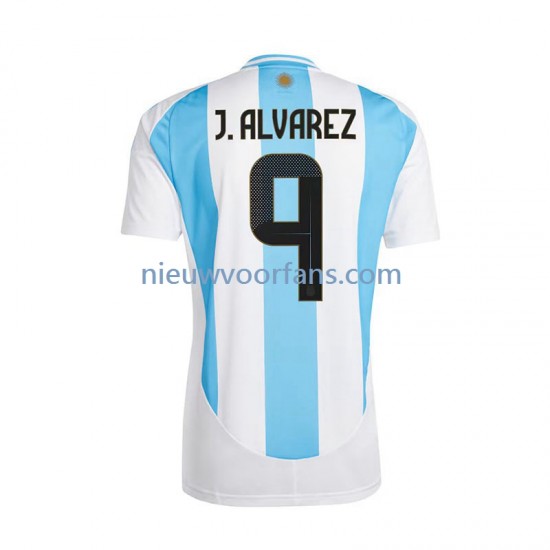 Argentinië Heren Shirt met Bedrukking Julian Alvarez 9 Thuis 2024 Korte Mouw