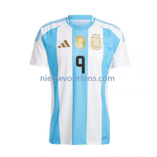Argentinië Heren Shirt met Bedrukking Julian Alvarez 9 Thuis 2024 Korte Mouw