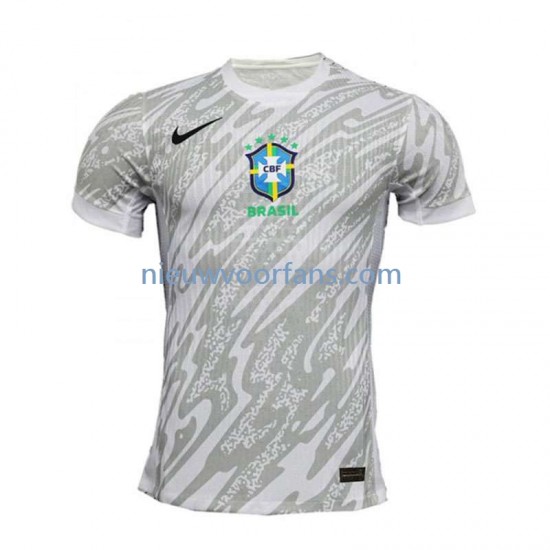 Brazilië Heren Shirt met Bedrukking Doelman Thuis 2024 Korte Mouw