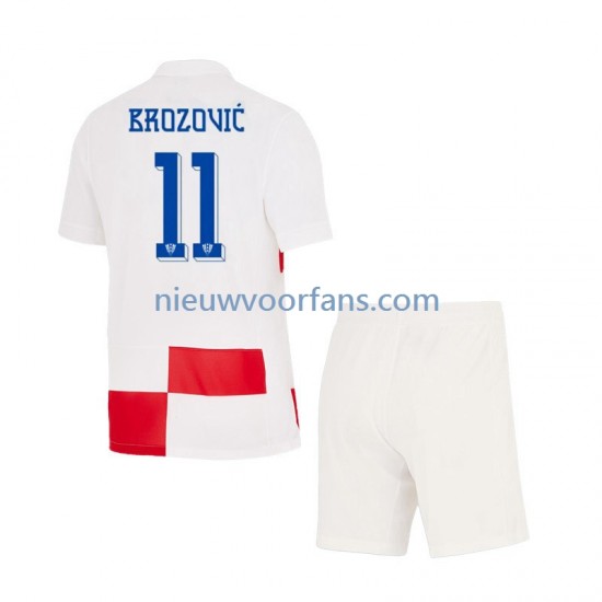 Kroatië Kind Shirt met Bedrukking Marcelo Brozovic 11 Thuis Euro 2024 Korte Mouw