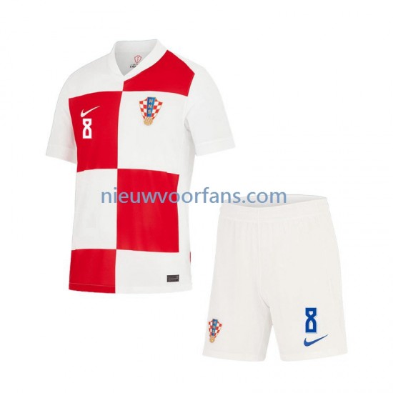 Kroatië Kind Shirt met Bedrukking Mateo Kovacic 8 Thuis Euro 2024 Korte Mouw
