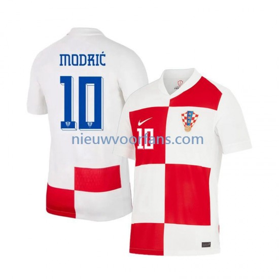 Kroatië Heren Shirt met Bedrukking Modrić 10 Thuis Euro 2024 Korte Mouw