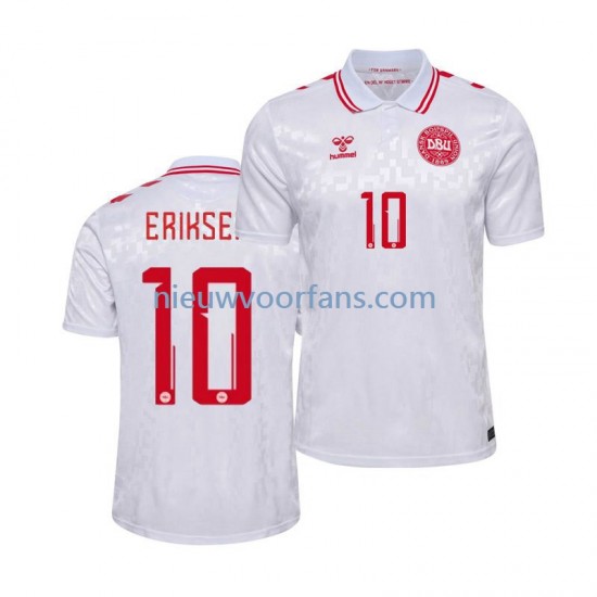 Denemarken Heren Shirt met Bedrukking Eriksen 10 Uit Euro 2024 Korte Mouw