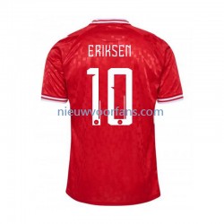 Denemarken Heren Shirt met Bedrukking Eriksen 10 Thuis Euro 2024 Korte Mouw