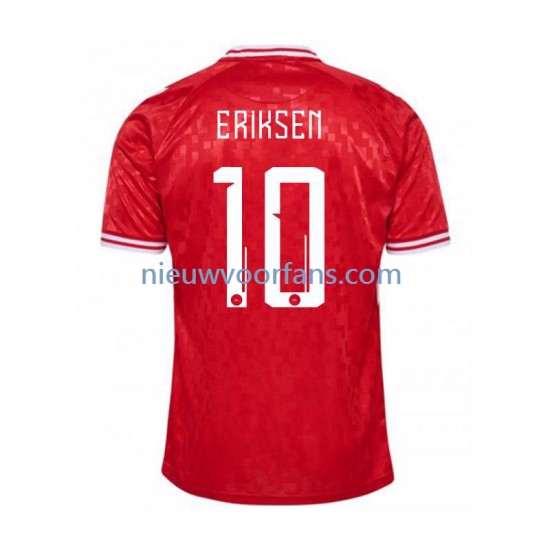Denemarken Heren Shirt met Bedrukking Eriksen 10 Thuis Euro 2024 Korte Mouw