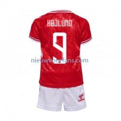 Denemarken Kind Shirt met Bedrukking Hojlund 9 Thuis Euro 2024 Korte Mouw