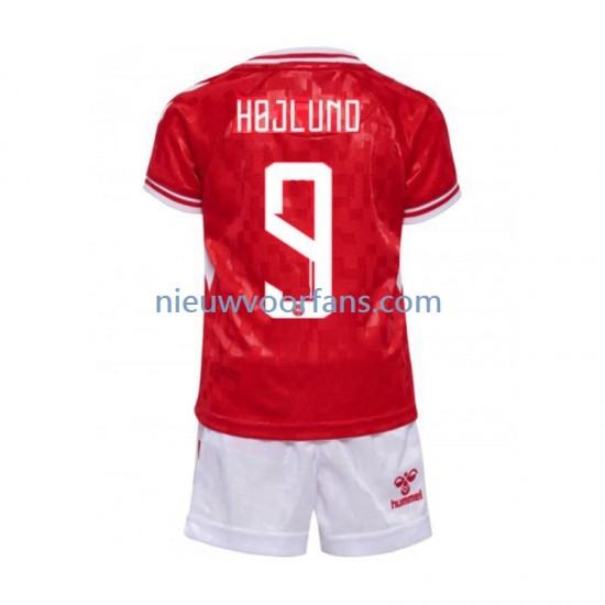 Denemarken Kind Shirt met Bedrukking Hojlund 9 Thuis Euro 2024 Korte Mouw