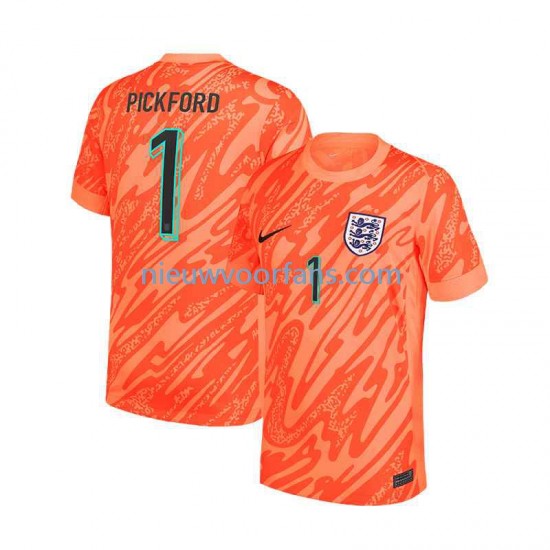 Engeland Heren Shirt met Bedrukking Doelman Pickford 1 Thuis Euro 2024 Korte Mouw
