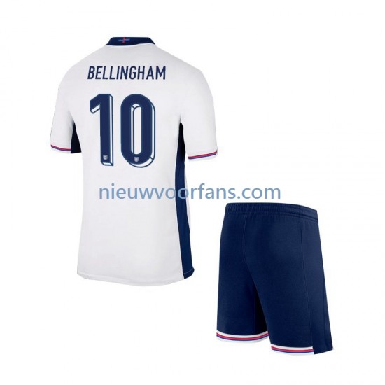 Engeland Kind Shirt met Bedrukking Jude Bellingham 10 Thuis Euro 2024 Korte Mouw