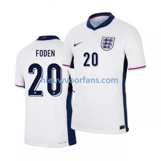 Engeland Heren Shirt met Bedrukking Phil Foden 20 Thuis Euro 2024 Korte Mouw