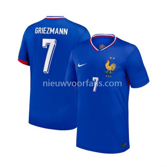 Frankrijk Heren Shirt met Bedrukking Antoine Griezmann 7 Thuis Euro 2024 Korte Mouw