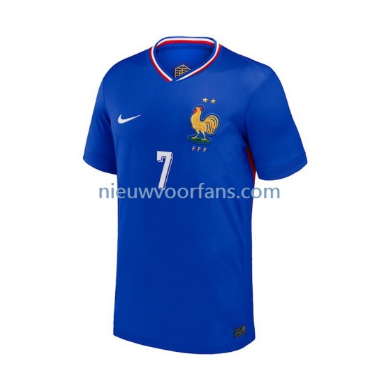 Frankrijk Heren Shirt met Bedrukking Antoine Griezmann 7 Thuis Euro 2024 Korte Mouw