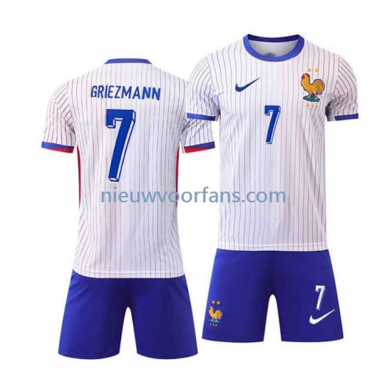 Frankrijk Kind Shirt met Bedrukking Antoine Griezmann 7 Uit Euro 2024 Korte Mouw