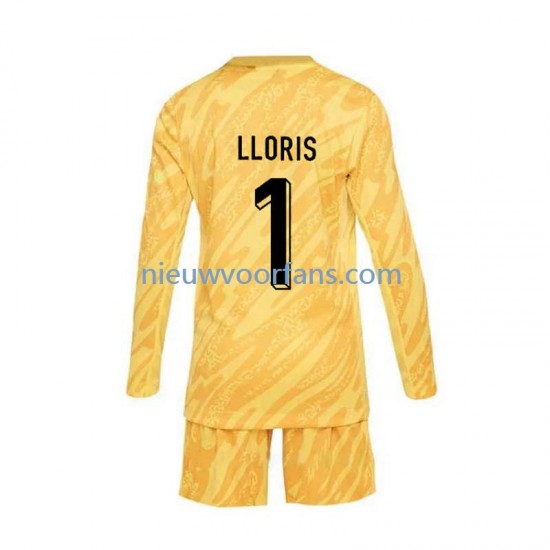 Frankrijk Kind Shirt met Bedrukking Doelman Hugo Lloris 1 Thuis Euro 2024 Lange Mouw