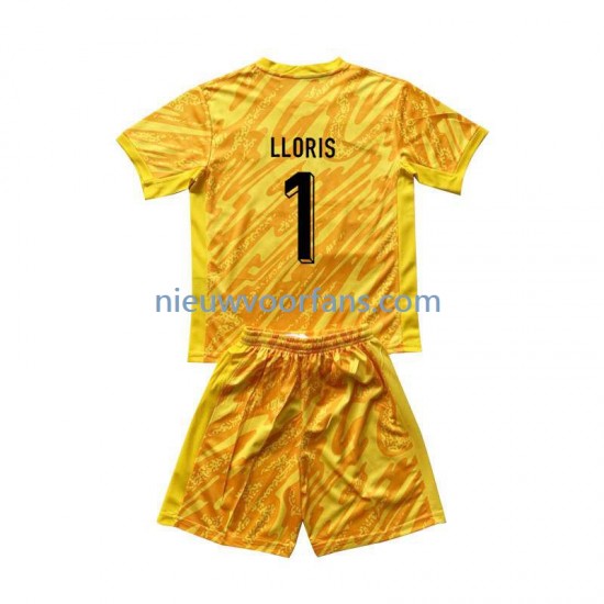 Frankrijk Kind Shirt met Bedrukking Doelman Hugo Lloris 1 Thuis Euro 2024 Korte Mouw