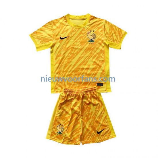 Frankrijk Kind Shirt met Bedrukking Doelman Thuis Euro 2024 Korte Mouw