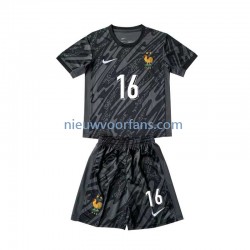 Frankrijk Kind Shirt met Bedrukking Doelman Mike Maignan 16 Uit Euro 2024 Korte Mouw
