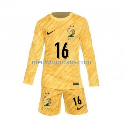 Frankrijk Kind Shirt met Bedrukking Doelman Mike Maignan 16 Thuis Euro 2024 Lange Mouw