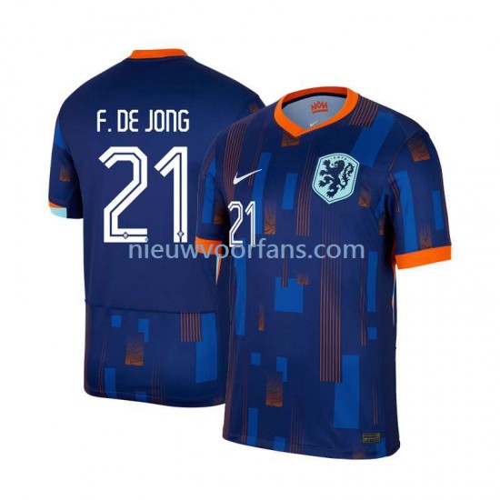 Nederland Heren Shirt met Bedrukking Frenkie de Jong 21 Uit Euro 2024 Korte Mouw