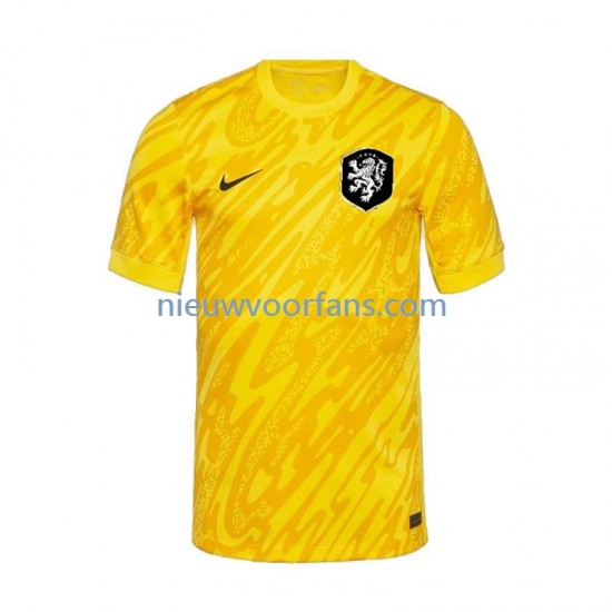 Nederland Heren Shirt met Bedrukking Doelman Uit Euro 2024 Korte Mouw