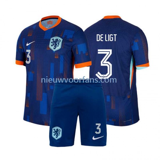 Nederland Kind Shirt met Bedrukking Matthijs de Ligt 3 Uit Euro 2024 Korte Mouw