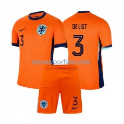 Nederland Kind Shirt met Bedrukking Matthijs de Ligt 3 Thuis Euro 2024 Korte Mouw