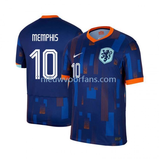 Nederland Heren Shirt met Bedrukking Memphis Depay 10 Uit Euro 2024 Korte Mouw